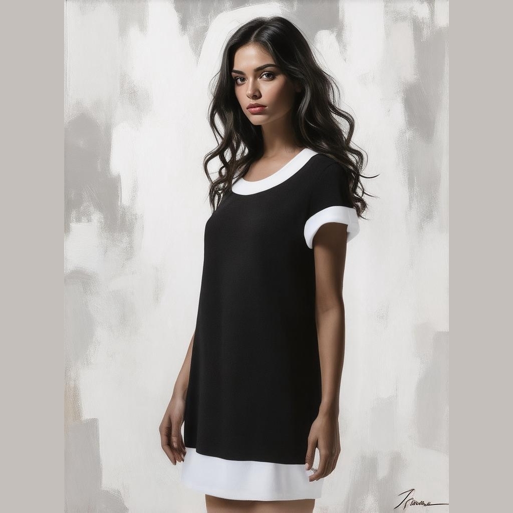 Coldwater Creek Black and White Midi Dress